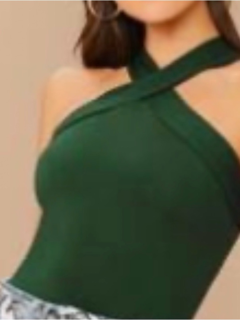 Green Crisscross Halter Ribbed Tank